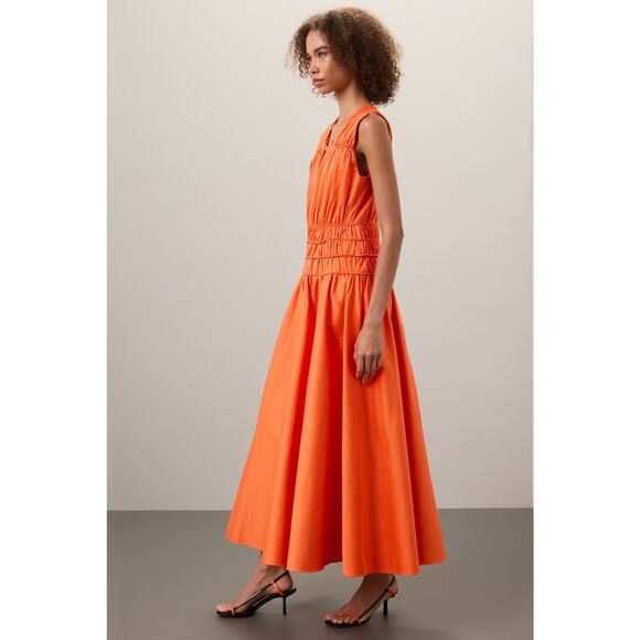 ROKSANDA x RTR Women's Orange Smocked Waist V-Neck Sleeveless Maxi Dress Size 4 - Picture 2 of 16